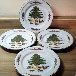 Vitromaster Christmas Tree / Gifts Dessert Salad Plate Set Of 4 PLEASE READ